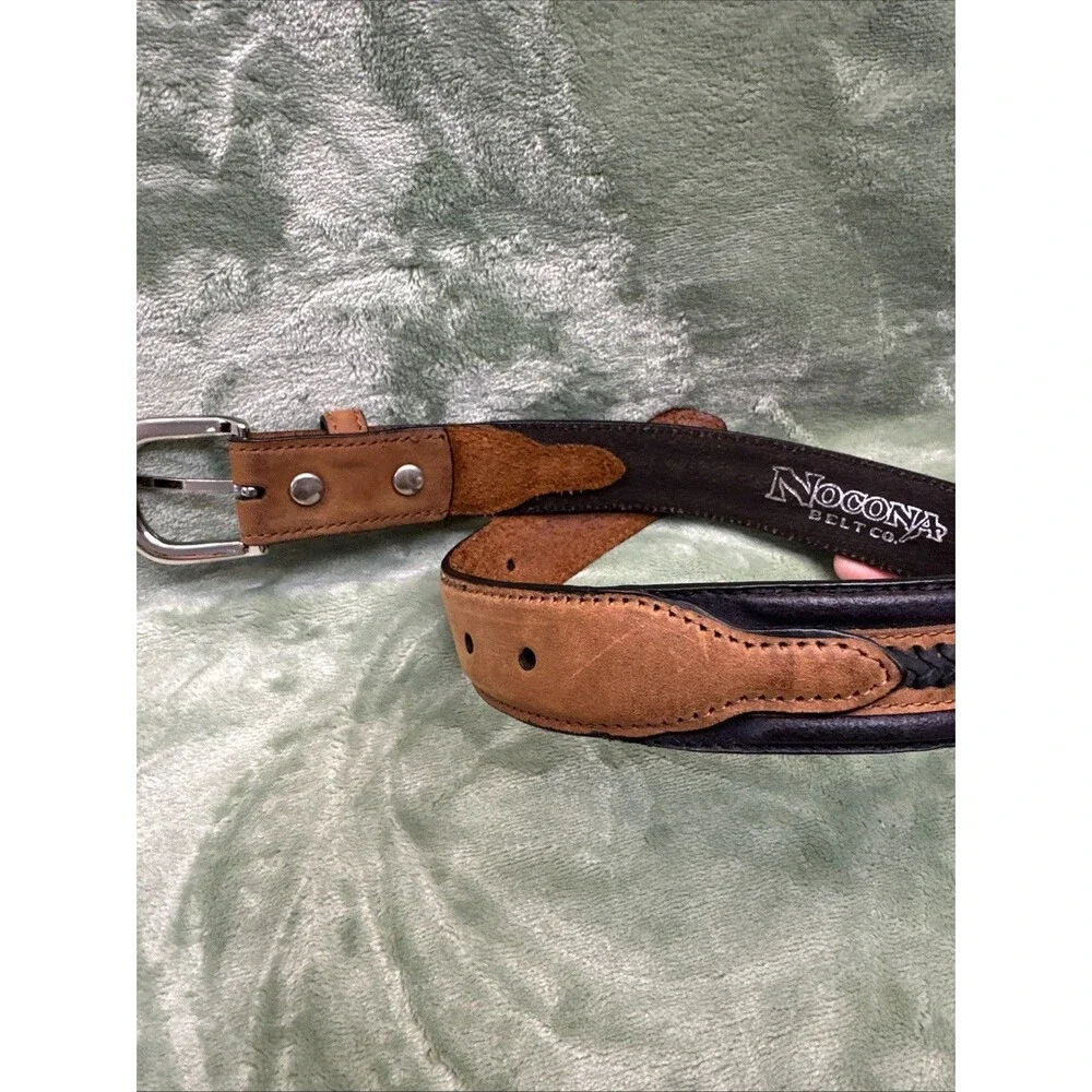Nocona Belt Co.Yth Sz 20 Genuine Leather Laced Two Tone Change Buckle N44175107
